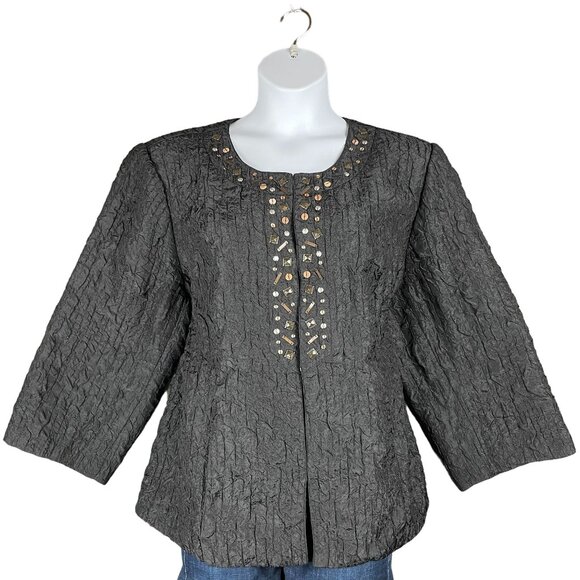 Added Dimensions Catherines Blazer Womens 2X Beaded Crinkle Work Capsule Career - Picture 1 of 13